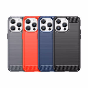 Гибкий чехол с карбоновым узором для iPhone 15 Pro Max Carbon Case - синий