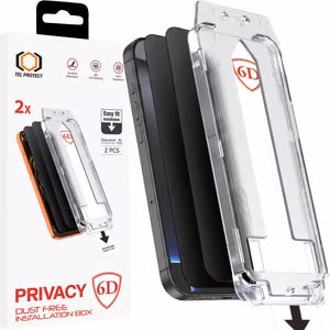 Tel Protect Dust-Free Easy Fit Privacy Full Glue 6D закаленное стекло для Iphone 15 Pro Max черное - 2 шт.