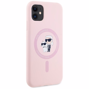 Karl Lagerfeld Silicone Karl&Choupette MagSafe iPhone 11 Ümbris - Roosa