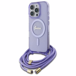 Guess Crossbody Cord Script MagSafe Ümbris jaoks iPhone 16 Pro Max - lilla
