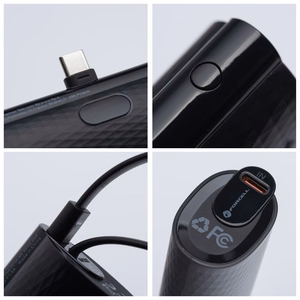 Powerbank Forcell F-Energy Power Plug F5K3 PD 20W 5000 mAh with built-in connector USB C black
