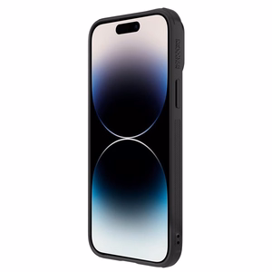Nillkin sünteetilisest kiust S ümbris iPhone 14 Pro Max ümbris koos kaamerakattega, must