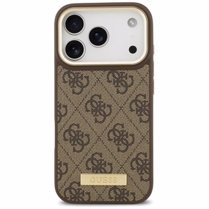 Guess 4G Logo Plate MagSafe чехол для iPhone 17 Pro - коричневый