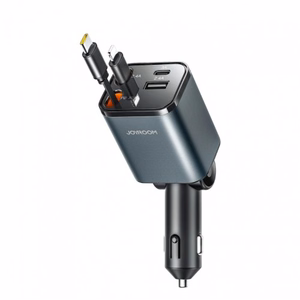 Joyroom JR-CCL05 30W Автомобильное зарядное устройство 4в1 с 2 встроенными убирающимися кабелями - тёмно-серый