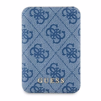 Guess Powerbank induktiivne 15W GUPB5FP4EMGB 5000mAh sinine/sinine 4G nahast metallist logo MagSafe