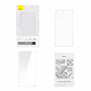 Läbipaistev ümbris ja karastatud klaasi komplekt Baseus Corning iPhone 14 Plus jaoks
