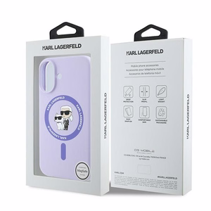 KARL LAGERFELD ümbris jaoks IPHONE 16 Plus compatible with MagSafe KLHMP16MSCMKCRHU (Silicone KC Body Ring) lilla
