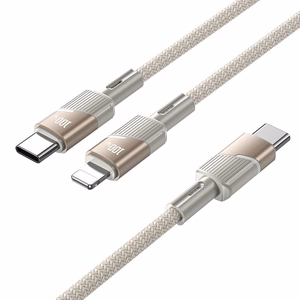 Кабель 2-в-1 USB C to USB C / USB C Hoco 5A 100W 1,2 м U139 золотой