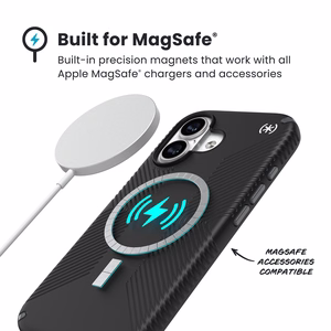 Speck Presidio2 Grip MagSafe ümbris iPhone 17 jaoks (must / Slate Gray / valge)