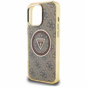 GUESS ümbris jaoks IPHONE 16 Pro compatible with MagSafe GUHMP16LHG4PRTGW (IML Metal Glitter 4G Circle Triangle) brown