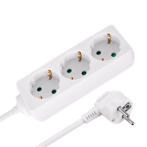 Rebel pikendusjuhe, 3 saksa tüüpi pistikupesa, 3 m, lülitita, 3×1,5 mm, valge