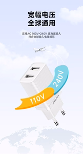 Laadija Awei C15T-EU 10W 2xUSB-A + USB-A to USB-C kaabel 1.0m valge