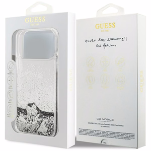 Guess Liq ümbris. Glitter Charms jaoks iPhone 17 Pro Max - hõbedane