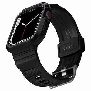 Spigen Rugged Armor Pro чехол с ремешком для Apple Watch 4 / 5 / 6 / 7 / 8 / SE (44/45 мм) - Чёрный