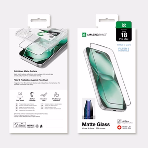 AmazingThing Titan +Care matt klaas mudelile iPhone 18 Pro Max koos paigaldusraamiga