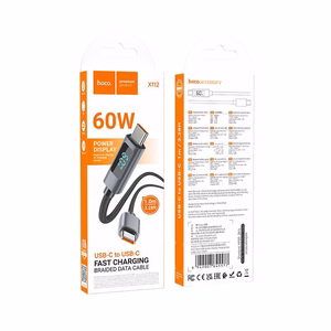 Cable USB C to USB C Hoco 3A 60W with display 1 m X112 black