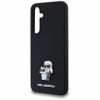 Karl Lagerfeld Silicone Karl&Choupette Metal Pin ümbris jaoks Samsung Galaxy A35 - must