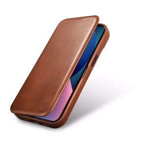 iCarer CE Oil Wax Premium Leather Folio Case iPhone 14 Plus magnetic flip case MagSafe brown (AKI14220707-BN)