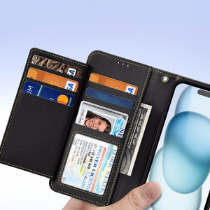 Dux Ducis Lawa Leather Ümbris jaoks iPhone 15 - Must