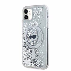Чехол Karl Lagerfeld Liquid Glitter Choupette Head MagSafe для iPhone 11 / Xr - прозрачный