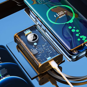WEKOME WP-345 Vanguard Series akupank, 10000 mAh, PD 20 W + QC 22,5 W, sisseehitatud USB-C- ja Lightning-kaablitega, must