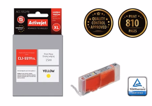Activejet ACC-551YN – kollane tindikassett, asendab Canon CLI-551Y, 15 ml, Supreme