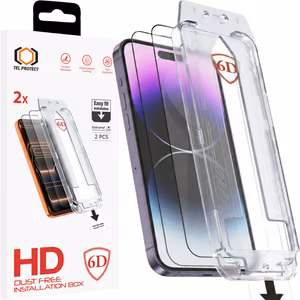 Tel Protect Dust-Free Easy Fit Full Glue 6D закаленное стекло для Iphone 14 Pro черное - 2 шт.