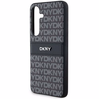 DKNY Leather Mono Stripe & Metal Logo ümbris jaoks Samsung Galaxy S24 - must
