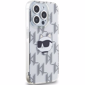 Karl Lagerfeld IML Choupette Head & Monogram ümbris jaoks iPhone 15 Pro - läbipaistev