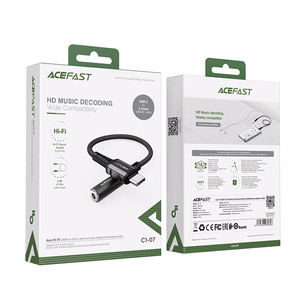 Acefast audio kaabel USB Type C - 3.5mm mini jack (female) 18cm, DAC, AUX must (C1-07 must)