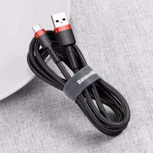 Baseus cable Cafule USB - USB-C 2,0 m 2A punane-must