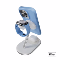 Puro Mag Station Qi2 3-in-1 Wireless Laadija Compatible koos MagSafe - valge