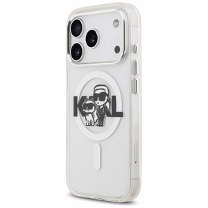 Karl Lagerfeld IML Glitter Karl & Choupette Sketch Logo MagSafe Ümbris jaoks iPhone 17 Pro - Clear