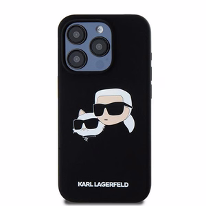 Силиконовый чехол Karl Lagerfeld Karl&Choupette MagSafe для iPhone 15 Pro Max - чёрный