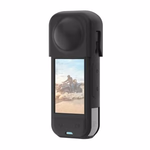 PULUZ silicone protective ümbris with lens cover jaoks Insta360 X5 (must)