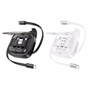 Kaabel All-in-one sissetõmmatav vahetatavate otsikutega Hoco PD 3A 60W 0,95 m U140 must