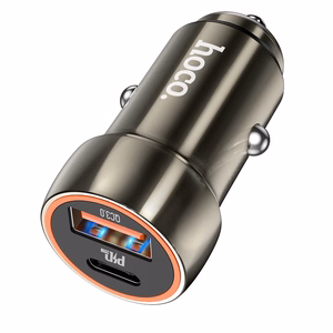 Автомобильное зарядное устройство Hoco USB A + USB C PD QC3.0 3A 20W Z46A металл серое
