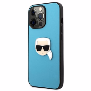 Karl Lagerfeld KLHCP13XPKMB iPhone 13 Pro Max 6,7" sinine kõva ümbris Leather Ikonik Karl`s Head Metal