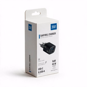 Blue Star Nano GaN VT-334 telefonilaadija, USB-C + USB-A, QC4.0, PD, 3 A, 45 W, must