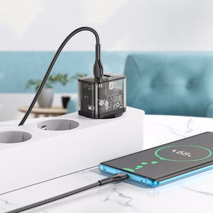 Phone Laadija Hoco USB A + USB C QC3.0 PD 3A 20W + Kaabel USB C to USB C N34 transparnent