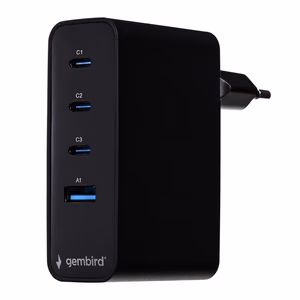 Gembird TA-UC-PDQC100LCD-01-BK mobiilseadme laadija sülearvuti, nutitelefon must AC kiirlaadimine siseruumidesse