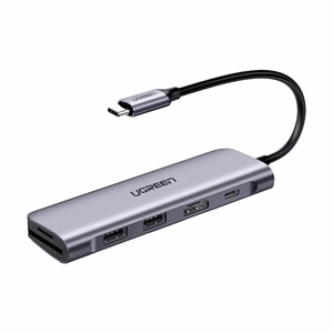 Ugreen CM195 6in1 adapter USB-C - HDMI / 2x USB-A 3.0 / USB-C PD / SD / TF lugeja - hall