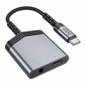 Адаптер Hoco (LS39) с USB-C на (USB-C; 3,5 мм) чёрный