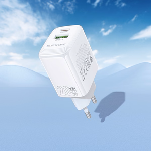 Borofone Wall laadija BN27 Fuente - USB + Type C - QC 3.0 PD 20W valge