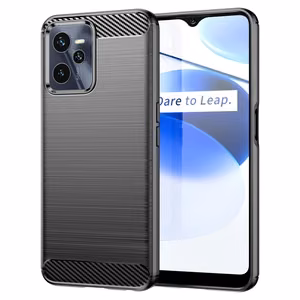 Carbon Case ümbris Realme C35 paindlikule silikoonist süsinikkattele musta värvi