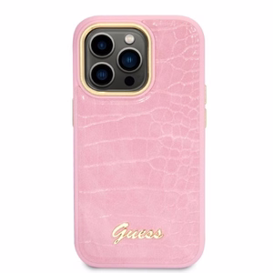 Guess Croco Collection ümbris jaoks iPhone 14 Pro - roosa
