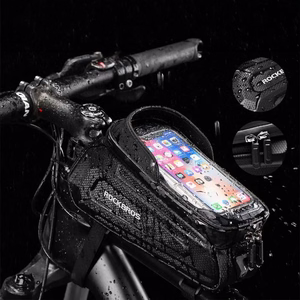 Rockbros B68 tugevdatud jalgratta raamikott telefoni tasku ja kattega, 1.7L - must