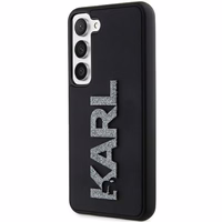 Karl Lagerfeld 3D Rubber Glitter Logo ümbris jaoks Samsung Galaxy S23+ - must
