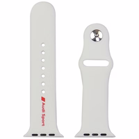 Rihm Audi Sport Red Logo Silicone Watch Strap jaoks Apple Watch 44/45/46/49mm valge