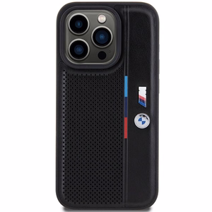 BMW Perforated Tricolor Line ümbris jaoks iPhone 15 Pro - must
